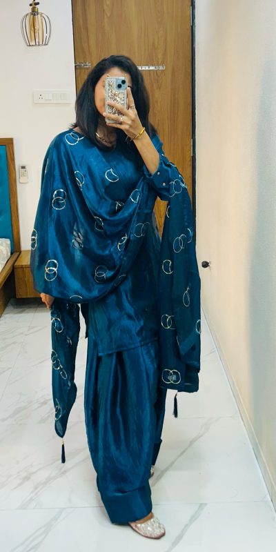 Fantastic Rama Blue Color Fendi Silk Salwar Suit