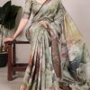 Glowing Brown Color Tushar Silk With Viscose Border Printed Saree