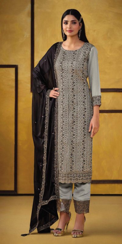 Glowing Light Blue Color Rangoli Coding Sequence Work Salwar Suit