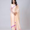 Glowing Light Peach Color Japan Satin Digital Print Work Saree