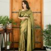 Glowing Mehndi Color Lichi Silk Jacquard Work On All Over Saree