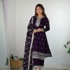 Glowing Purple Color Rangoli Silk Sequence Jari Work Salwar Suit