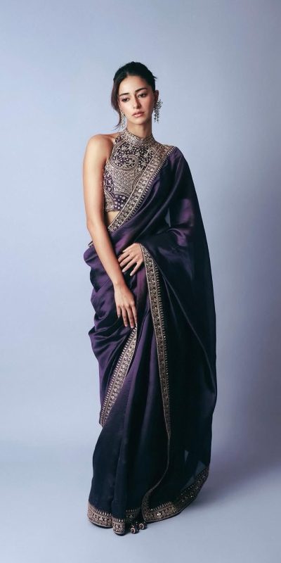 Glowing Royal Blue Color Jimmy Chu Work Thread Sequence work Saree