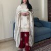 White Chinon Silk With Embroidery Work Salwar Suit