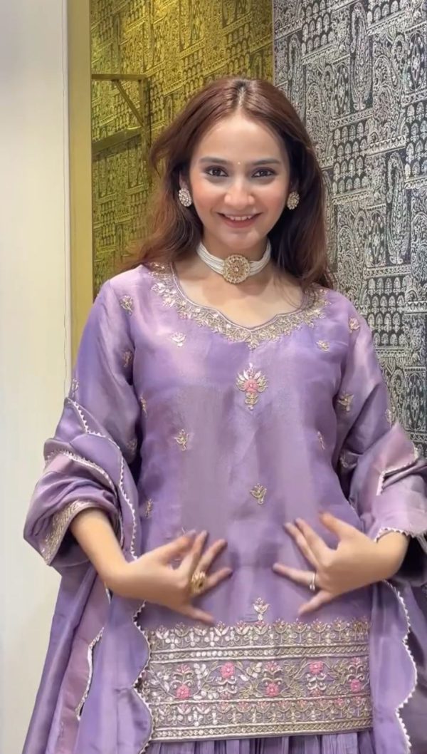 Purple Silk Sequence Work Lehenga Choli - Image 4