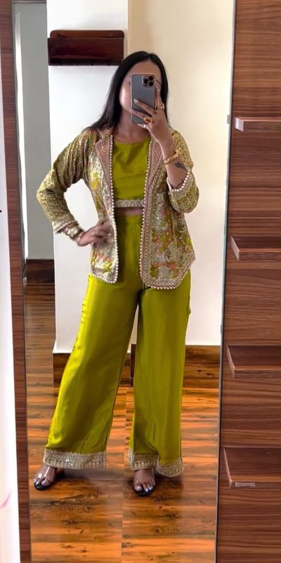 Lovely Light Yellow Color Chinon Embroidery Work With Moti Lace Salwar Suit