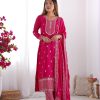 Pink Chinon Silk Embroidery Jari Work Salwar Suit