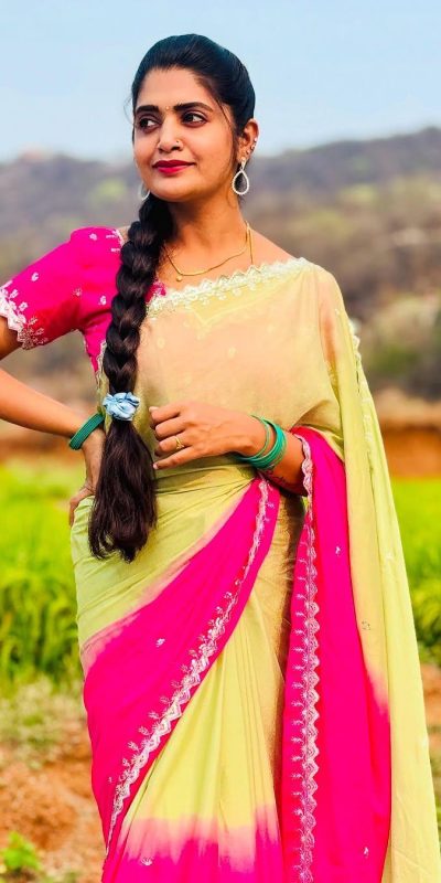 Lovely Pista And Pink Color Chinnon Embroidery Sequence Saree