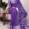 Magical Purple Color Nylon Georgette Zari Weaving Work Saree