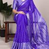 Magical Royal Blue Color Nylon Georgette Zari Weaving Work Saree
