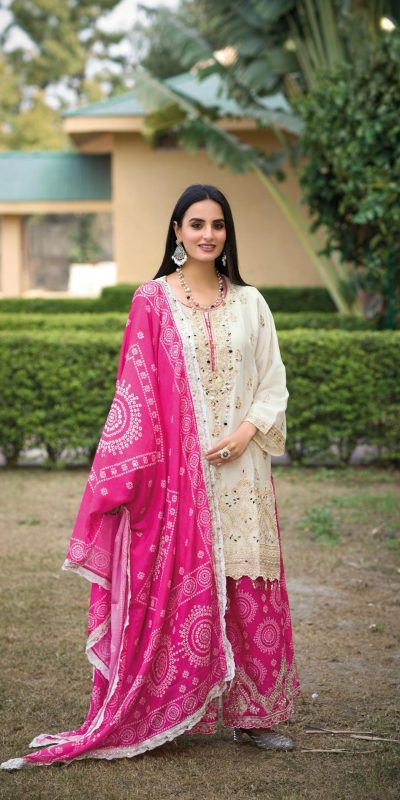 Nice Pink Color Chinon Sequence Mirror Hand Work Salwar Suit