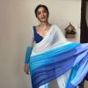 White And Blue Soft Georgette Silk Ready To Wear Saree