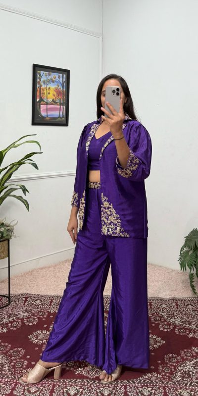 Prefect Royal Blue Color Chinon Embroidery Work Fancy Pattern Salwar Suit