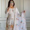 White Roman Silk With Embroidery Work Salwar Suit