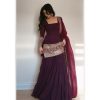 Wine Georgette Thread Sequence Salwar Suit