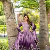 Purple Chinon Sequence Embroidery Work Gown