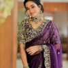 Purple Soft Organza Silk Thread Sequence Work Saree