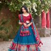 Superb Blue Color Tushar Silk Patola Printed Lehenga Choli
