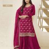 Rani Pink Jacquard Silk Chinon Multi Work Salwar Suit