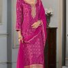 Superb Rani Pink Color Viscose Silk Sequence Work Digital Print Salwar Suit