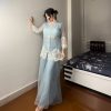 Superb Sky Blue Color Organza Sequence Work Indo-Western Suit