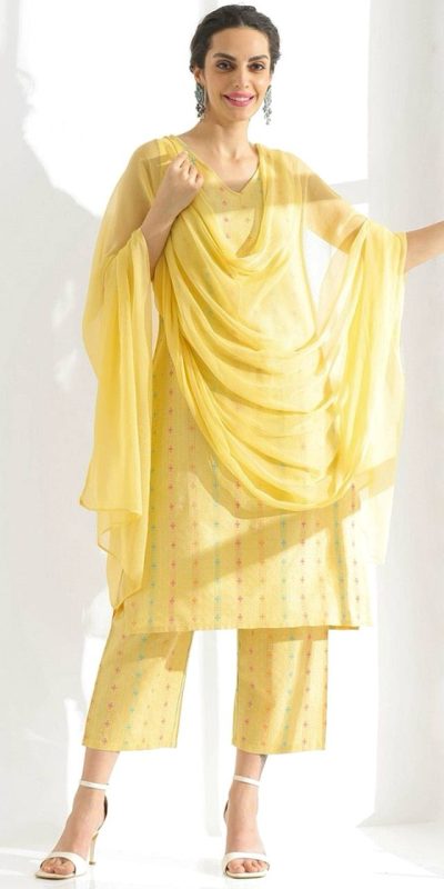 Superb Yellow Color Pure Cotton Print Salwar Suit