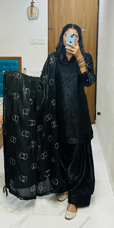 Fantastic Black Color Fendi Silk Salwar Suit