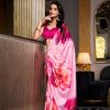 Gorgeous Pink Color Satin Silk Printed Saree