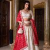 Off White Vichitra Silk Sequins Lehenga Choli