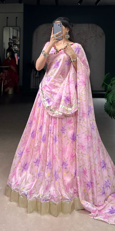 LNB 1716 Baby Pink Color Tabby Silk Floral Print Embossed Design Lace Lehenga Choli Wedding, Party, Festive, Events Etc. Delivery 4-6 Working Days Rs 2499 | Lehenga, Bollywood Lehenga, Creative Lehenga, Designer Lehenga, Embroidered Lehenga, Party Wear Lehenga