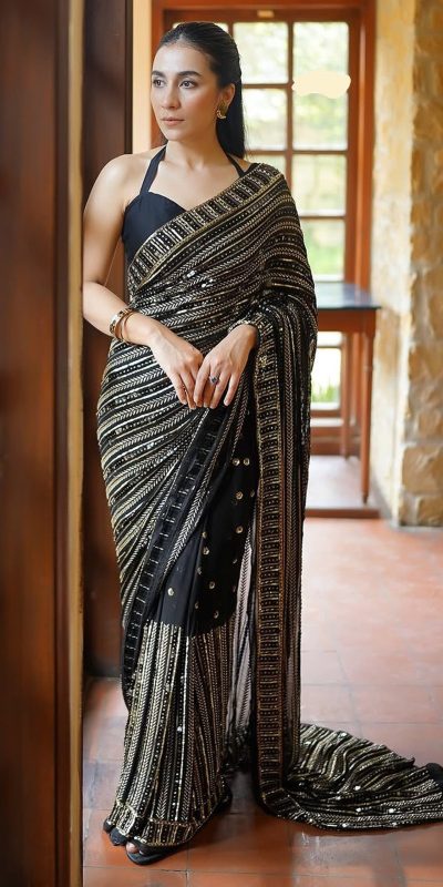 DF 3451 Black Color Faux Georgette 5mm Sequence Embroidery Work Saree Casual, Wedding, Festive, Events . Expected Delivery 4-6 Working Days @1799/- only | Sarees, Bollywood Sarees, Creative Sarees, Designer Sarees, Embroidered Sarees, Ethnic Saree, Modern Digital sarees, Party Wear Sarees