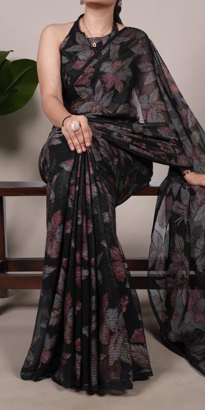 YNF 7052 Black Color Lurex Brasso Floral Viscose Brasso Saree Casual, Wedding, Festive, Events . Expected Delivery 4-6 Working Days @1799/- only | Sarees, Bollywood Sarees, Creative Sarees, Designer Sarees, Embroidered Sarees, Ethnic Saree, Modern Digital sarees, Party Wear Sarees