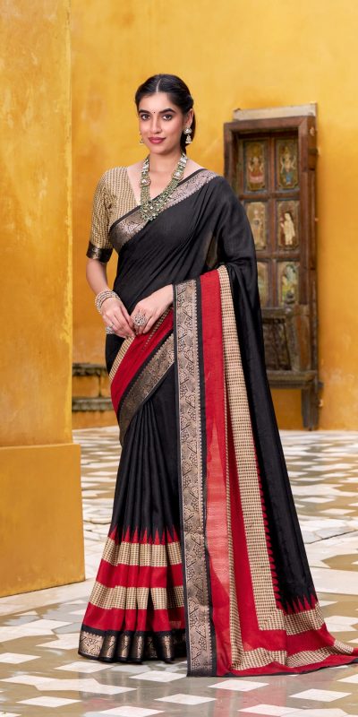 YNF 7049 Black Color Poly Cotton Printed With Zari Weaving Work Saree Casual, Wedding, Festive, Events . Expected Delivery  4-6 Working Days @1699/- only                                                                                | Sarees, Bollywood Sarees, Creative Sarees, Designer Sarees, Embroidered Sarees, Ethnic Saree, Modern Digital sarees, Party Wear Sarees