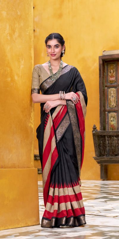YNF 7049 Black Color Poly Cotton Printed With Zari Weaving Work Saree Casual, Wedding, Festive, Events . Expected Delivery 4-6 Working Days @1699/- only | Sarees, Bollywood Sarees, Creative Sarees, Designer Sarees, Embroidered Sarees, Ethnic Saree, Modern Digital sarees, Party Wear Sarees