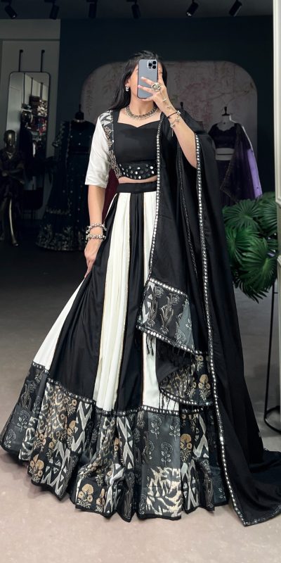 LNB 1714 Black Color Pure Rayon Plain Printed With Paper Mirror Work Lehenga Choli Wedding, Party, Festive, Events Etc. Delivery 4-6 Working Days Rs 3599 | Lehenga, Bollywood Lehenga, Creative Lehenga, Designer Lehenga, Embroidered Lehenga, Party Wear Lehenga