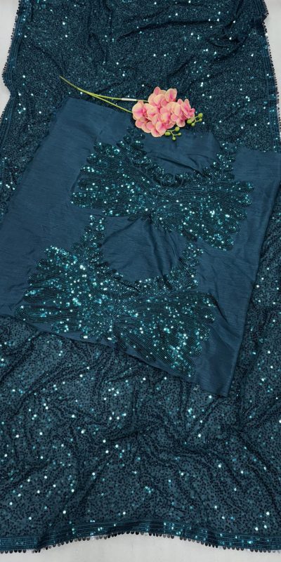 DF 3433 Blue Color Georgette 5mm Khichdi Sequence Embroidery Work Saree Casual, Wedding, Festive, Events . Expected Delivery 4-6 Working Days @1799/- only | Sarees, Bollywood Sarees, Creative Sarees, Designer Sarees, Embroidered Sarees, Ethnic Saree, Modern Digital sarees, Party Wear Sarees