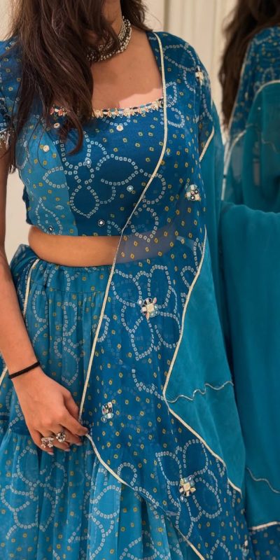 LG 647 Blue Color Printed Georgette Real Mirror Work Lehenga Choli Wedding, Party, Festive, Events Etc. Delivery 4-6 Working Days Rs 2099 | Lehenga, Bollywood Lehenga, Creative Lehenga, Designer Lehenga, Embroidered Lehenga, Party Wear Lehenga