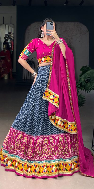 LNB 1742 Blue Color Tasar Silk Foil Print Original Mirror Gamthi Work Lehenga Choli Wedding, Party, Festive, Events Etc. Delivery 4-6 Working Days Rs 3049 | Lehenga, Bollywood Lehenga, Creative Lehenga, Designer Lehenga, Embroidered Lehenga, Party Wear Lehenga