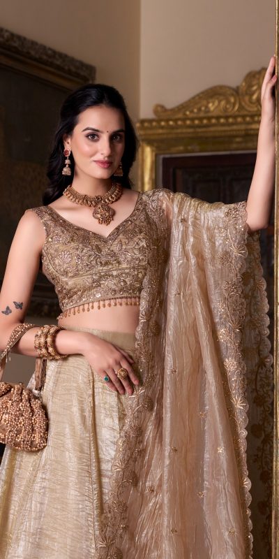 LNB 1430 Chiku Color Gold Crush Plain Canvas Lehenga Choli Wedding, Party, Festive, Events Etc. Delivery 4-6 Working Days Rs 3199 | Lehenga, Bollywood Lehenga, Creative Lehenga, Designer Lehenga, Embroidered Lehenga, Party Wear Lehenga