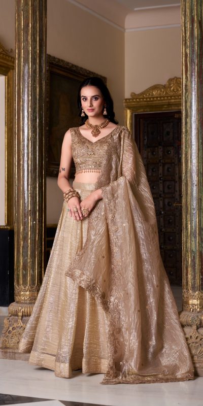 LNB 1430 Chiku Color Gold Crush Plain Canvas Lehenga Choli Wedding, Party, Festive, Events Etc. Delivery 4-6 Working Days Rs 3199 | Lehenga, Bollywood Lehenga, Creative Lehenga, Designer Lehenga, Embroidered Lehenga, Party Wear Lehenga