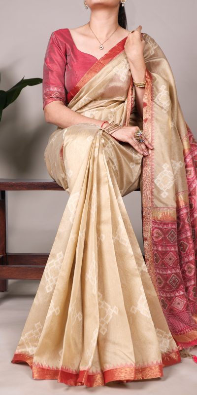 YNF 7503 Cream Color Jacquard Silk Printed With Zari Weaving Work Casual, Wedding, Festive, Events . Expected Delivery 4-6 Working Days @2199/- only | Sarees, Bollywood Sarees, Creative Sarees, Designer Sarees, Embroidered Sarees, Ethnic Saree, Modern Digital sarees, Party Wear Sarees