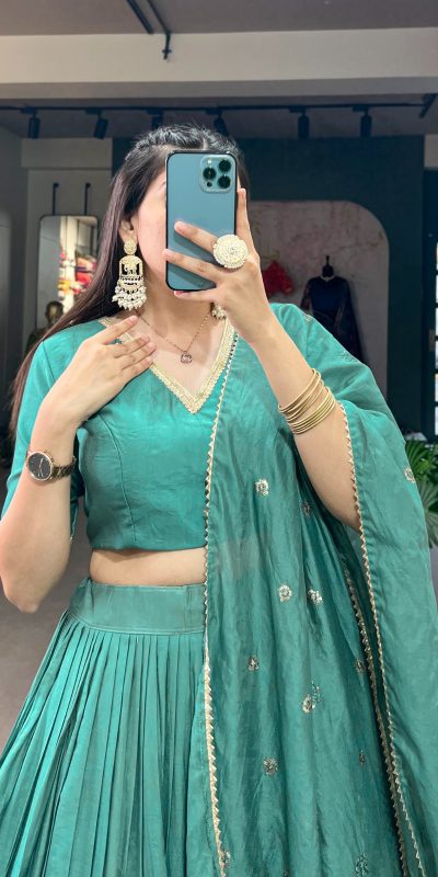 LNB 1906 Firozi Color Pure Chanderi Plain With Zari Weaving Work Border Lehenga Choli Wedding, Party, Festive, Events Etc. Delivery 4-6 Working Days Rs 1999 | Lehenga, Bollywood Lehenga, Creative Lehenga, Designer Lehenga, Embroidered Lehenga, Party Wear Lehenga