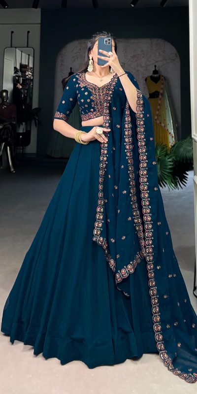 LNB 1416 Firozi Color Georgette Plain Lehenga Choli Wedding, Party, Festive, Events Etc. Delivery 4-6 Working Days Rs 3999 | Lehenga, Bollywood Lehenga, Creative Lehenga, Designer Lehenga, Embroidered Lehenga, Party Wear Lehenga