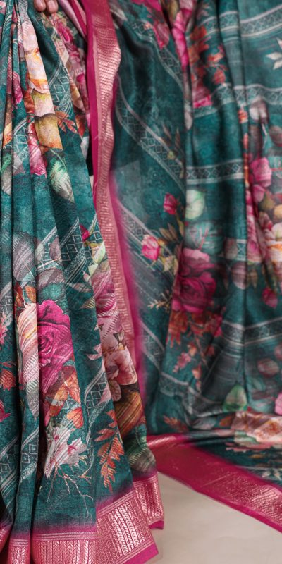 YNF 7015 Firozi Color Tussar Silk With Viscose Border Printed Saree Casual, Wedding, Festive, Events . Expected Delivery 4-6 Working Days @1699/- only | Sarees, Bollywood Sarees, Creative Sarees, Designer Sarees, Embroidered Sarees, Ethnic Saree, Modern Digital sarees, Party Wear Sarees