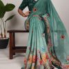 YNF 7009 Green Color Georgette Floral Print With Lace Border Saree Casual, Wedding, Festive, Events . Expected Delivery  4-6 Working Days @1299/- only                                                                                | Sarees, Bollywood Sarees, Creative Sarees, Designer Sarees, Embroidered Sarees, Ethnic Saree, Modern Digital sarees, Party Wear Sarees