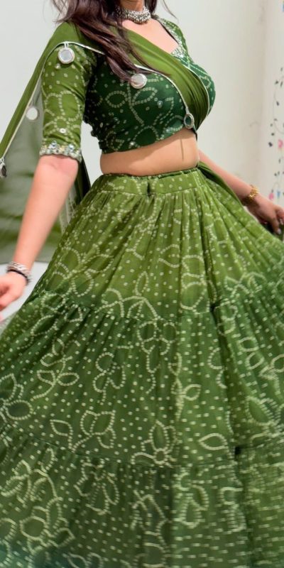 LG 647 Green Color Printed Georgette Real Mirror Work Lehenga Choli Wedding, Party, Festive, Events Etc. Delivery 4-6 Working Days Rs 2099 | Lehenga, Bollywood Lehenga, Creative Lehenga, Designer Lehenga, Embroidered Lehenga, Party Wear Lehenga