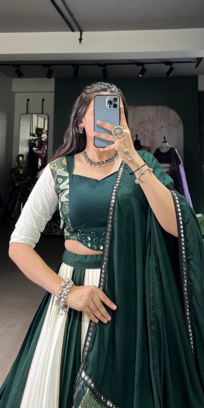 LNB 1714 Green Color Pure Rayon Plain Printed With Paper Mirror Work Lehenga Choli Wedding, Party, Festive, Events Etc. Delivery 4-6 Working Days Rs 3599 | Lehenga, Bollywood Lehenga, Creative Lehenga, Designer Lehenga, Embroidered Lehenga, Party Wear Lehenga