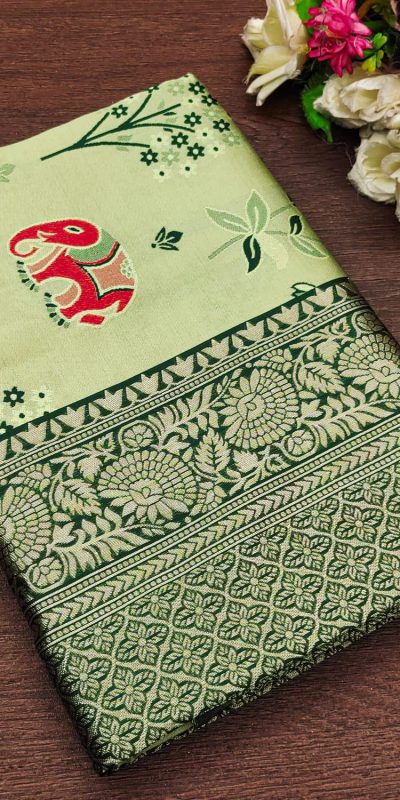 KP 6004 Green Soft Lichi Silk Jacquard Work With Designer Work Saree. Grab it for ₹1499. Delivery 4-6 Working Days. Shop now. | Sarees, Bollywood Sarees, Creative Sarees, Designer Sarees, Embroidered Sarees, Ethnic Saree, Modern Digital sarees, Party Wear Sarees