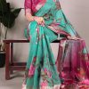 YNF 7024 Green Color Tussar Silk With Viscose Border Floral Printed Saree Casual, Wedding, Festive, Events . Expected Delivery  4-6 Working Days @1699/- only                                                                                | Sarees, Bollywood Sarees, Creative Sarees, Designer Sarees, Embroidered Sarees, Ethnic Saree, Modern Digital sarees, Party Wear Sarees