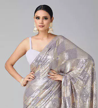 DF 3426 Lavender Color Georgette 5MM Sequins Embroidery Work Saree Casual, Wedding, Festive, Events . Expected Delivery  4-6 Working Days @1749/- only                                                 | Sarees, Bollywood Sarees, Creative Sarees, Designer Sarees, Embroidered Sarees, Ethnic Saree, Modern Digital sarees, Party Wear Sarees